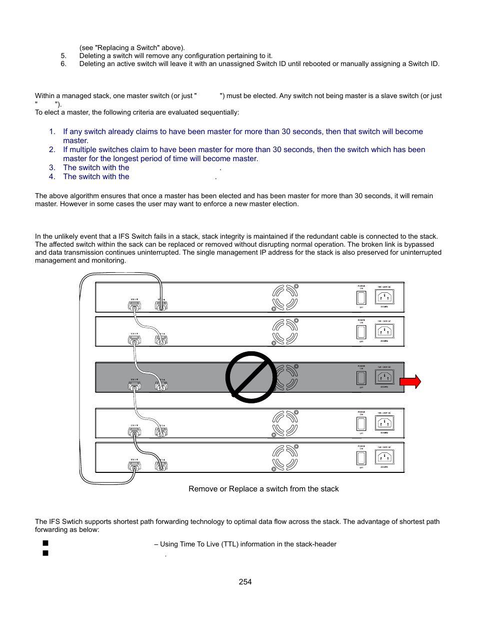 2 master election, 3 stack redundancy, 4 shortest path forwarding | Interlogix GE-DSSG-244-POE User Manual User Manual | Page 256 / 412