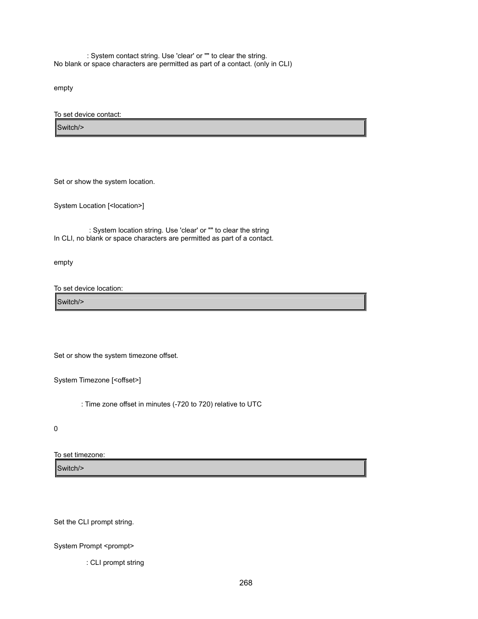 System location, System timezone, System prompt | Interlogix GE-DSSG-244-POE User Manual User Manual | Page 270 / 412