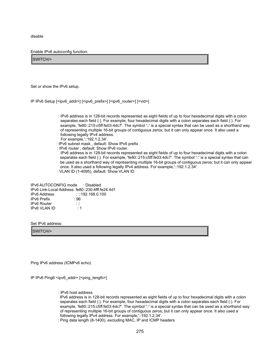 Ipv6 setup, Ipv6 ping | Interlogix GE-DSSG-244-POE User Manual User Manual | Page 277 / 412