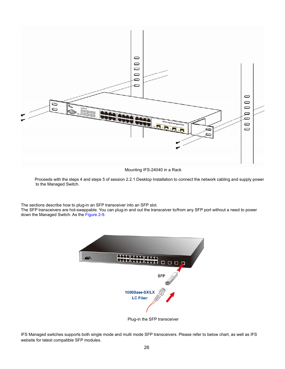 Installing the sfp transceiver | Interlogix GE-DSSG-244-POE User Manual User Manual | Page 28 / 412