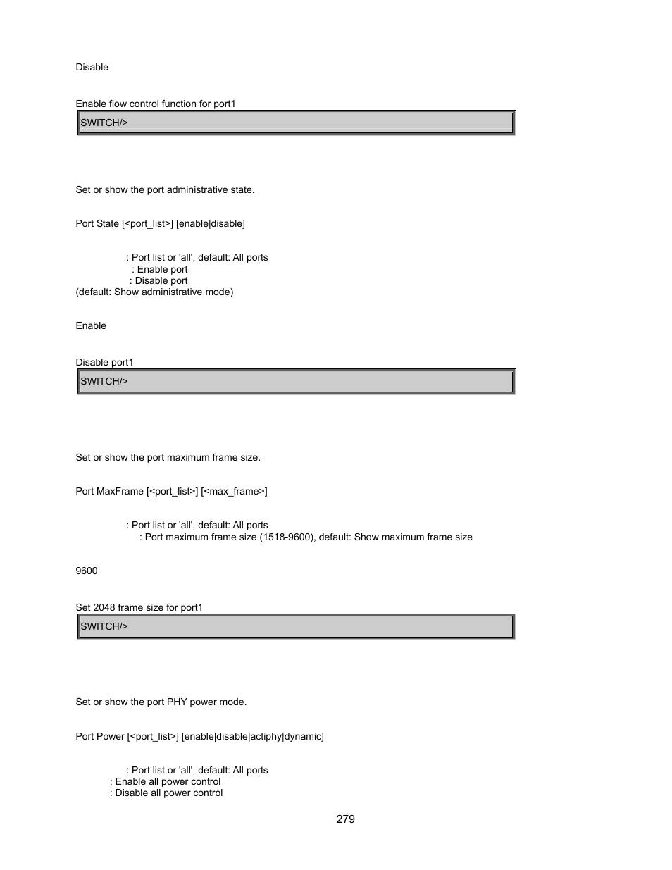 Port state, Port maximum frame, Port power | Interlogix GE-DSSG-244-POE User Manual User Manual | Page 281 / 412