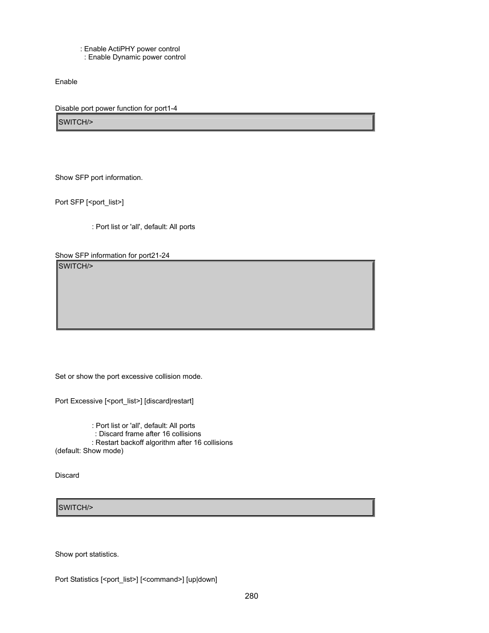 Port sfp, Port excessive, Port statistics | Interlogix GE-DSSG-244-POE User Manual User Manual | Page 282 / 412