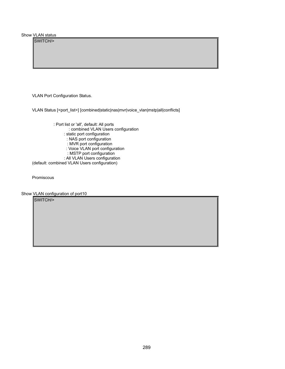 Vlan status | Interlogix GE-DSSG-244-POE User Manual User Manual | Page 291 / 412