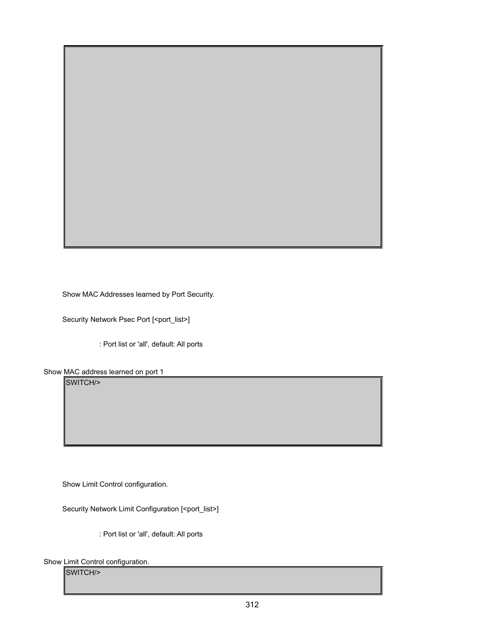 Security network psec port, Security network limit configuration | Interlogix GE-DSSG-244-POE User Manual User Manual | Page 314 / 412