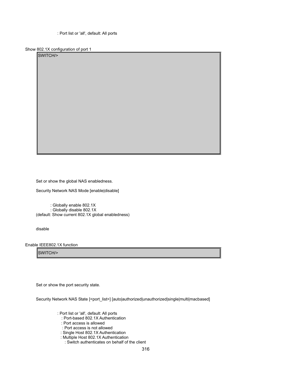 Security network nas mode, Security network nas state | Interlogix GE-DSSG-244-POE User Manual User Manual | Page 318 / 412