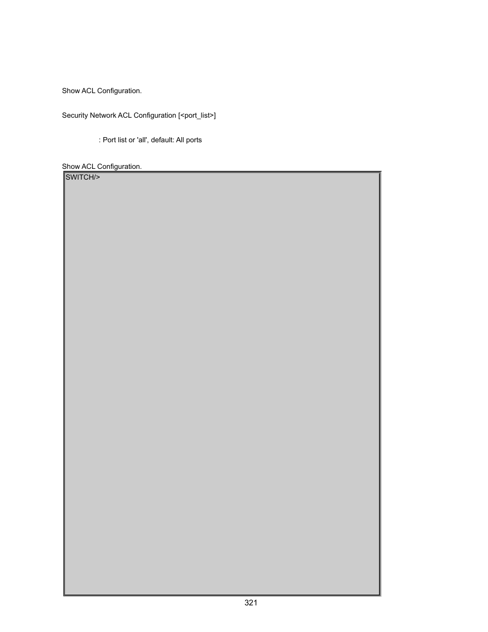 Security network acl configuration | Interlogix GE-DSSG-244-POE User Manual User Manual | Page 323 / 412