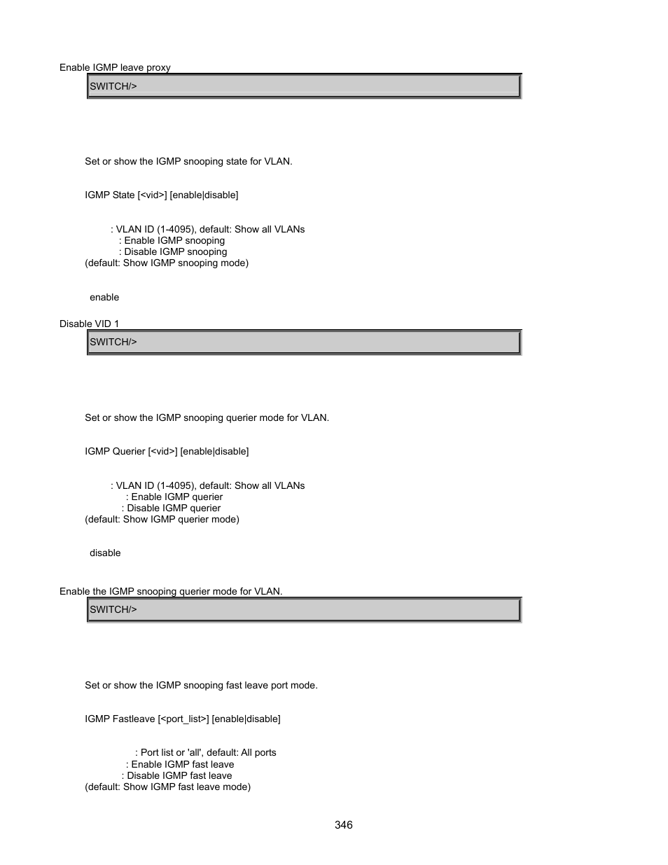 Igmp state, Igmp querier, Igmp fastleave | Interlogix GE-DSSG-244-POE User Manual User Manual | Page 348 / 412