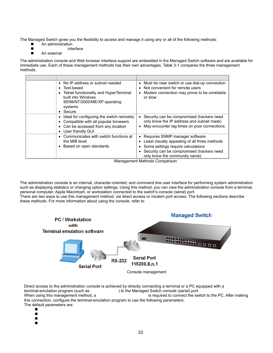 Management access overview, Administration console, Hardware description | Port mirroring configuration, Access control list configuration, Port configuration, Operation | Interlogix GE-DSSG-244-POE User Manual User Manual | Page 35 / 412