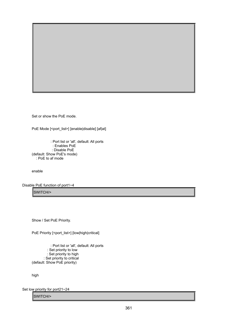Poe mode, Poe priority | Interlogix GE-DSSG-244-POE User Manual User Manual | Page 363 / 412