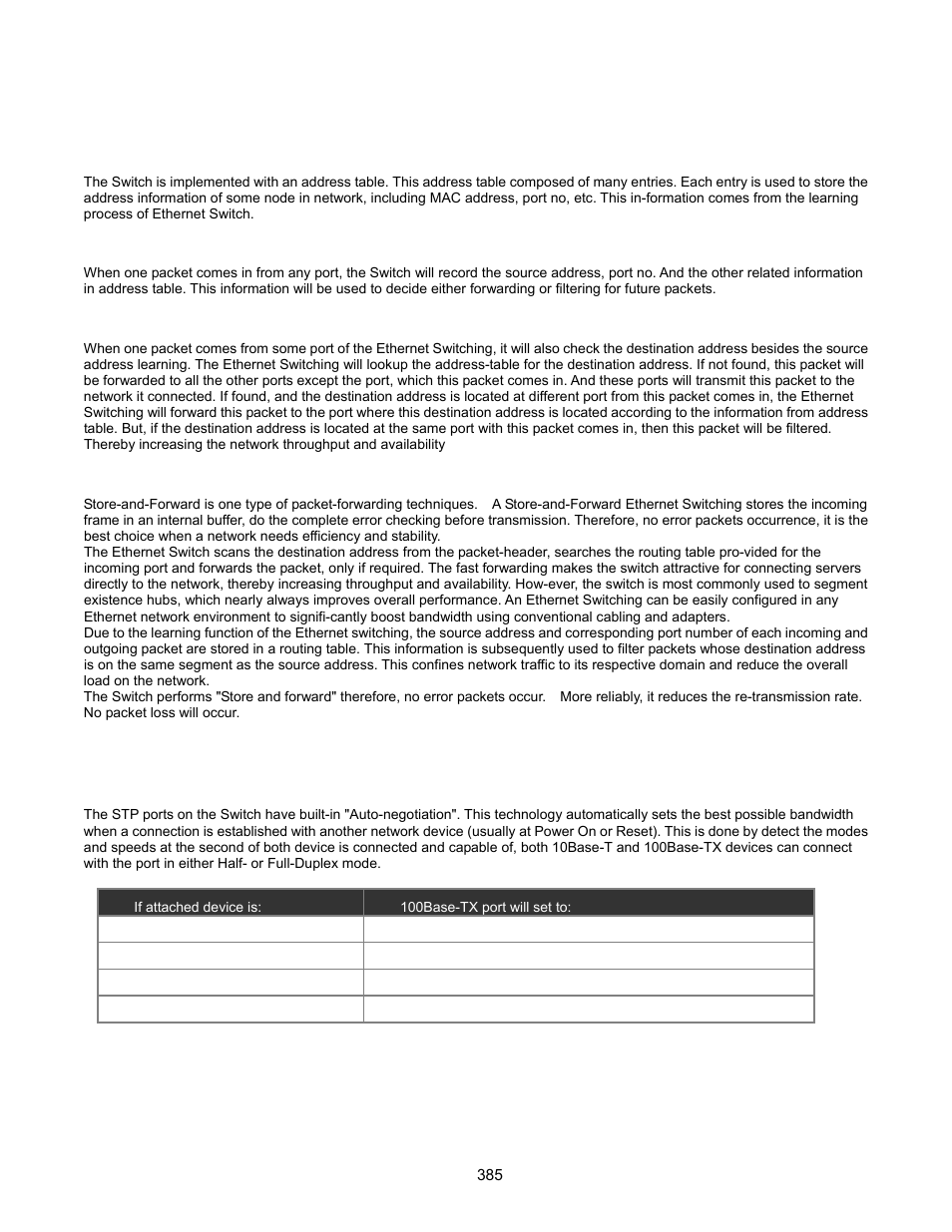 Switch operation, Address table, Learning | Forwarding & filtering, Store-and-forward, Auto-negotiation | Interlogix GE-DSSG-244-POE User Manual User Manual | Page 387 / 412