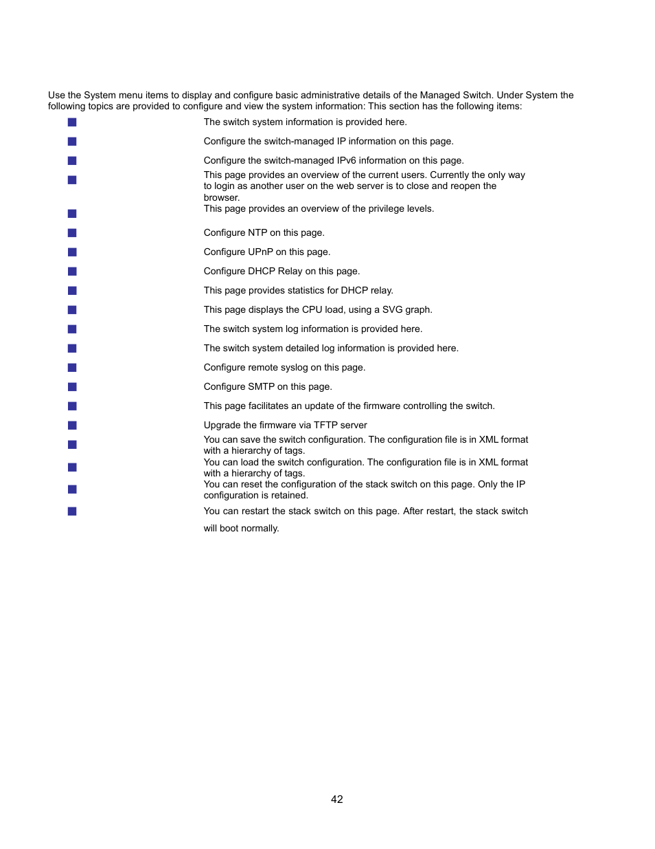 System, Led indica, Static aggregati | Acl ports, Poe schedul, Trouble sh | Interlogix GE-DSSG-244-POE User Manual User Manual | Page 44 / 412