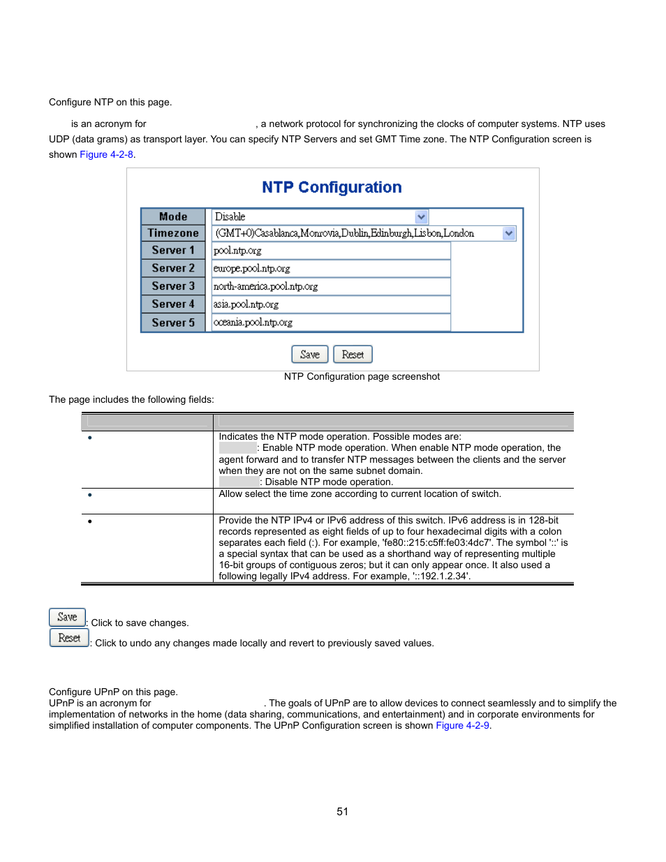 Ntp configuration, Upnp configuration, Desktop installation | Lacp port status, Authentication configurati, Stack configuration, 10/100mbps, 10/100base-tx | Interlogix GE-DSSG-244-POE User Manual User Manual | Page 53 / 412