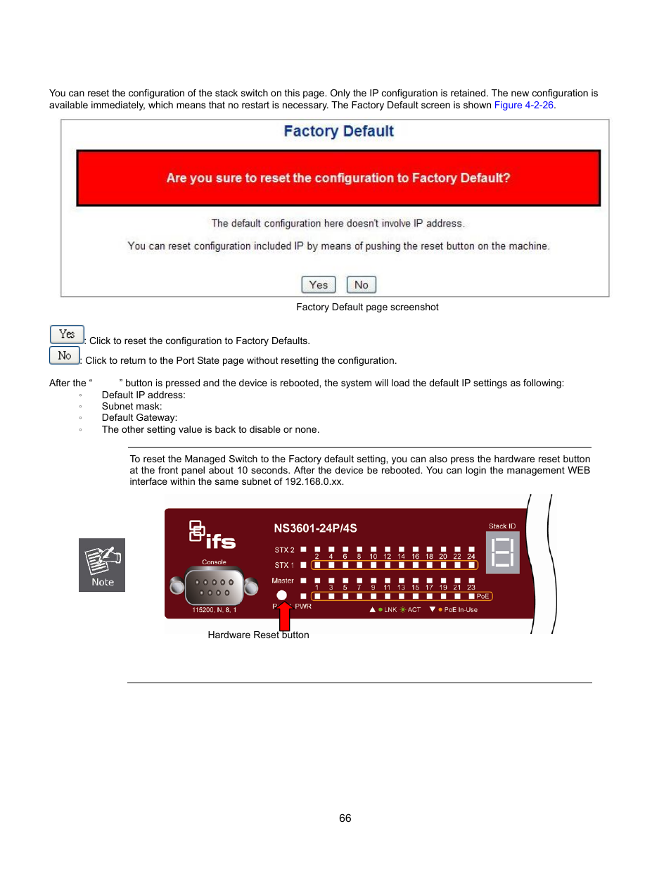 Factory default | Interlogix GE-DSSG-244-POE User Manual User Manual | Page 68 / 412