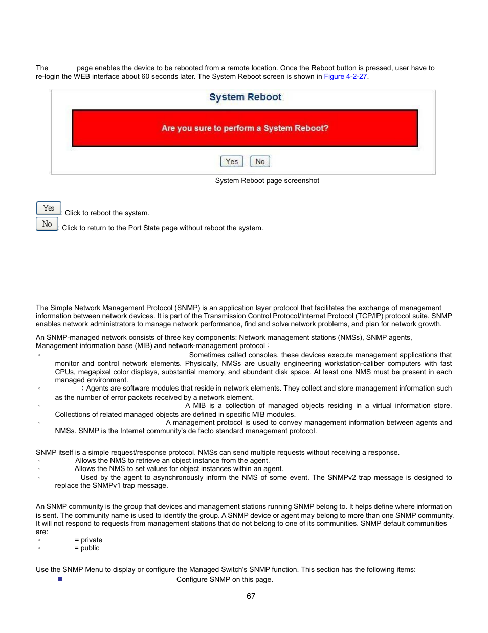 System reboot, Simple network management protocol, Snmp overview | Requirements, Management access ov, Vlan membership, Vlan membership stat, Windows platform ra, 10 802.1x client, Command line mode | Interlogix GE-DSSG-244-POE User Manual User Manual | Page 69 / 412