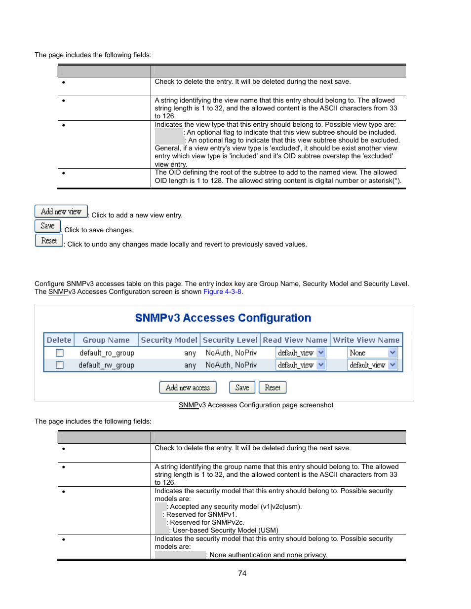 Snmpv3 accesses configuration, Port management, Port configuration | Interlogix GE-DSSG-244-POE User Manual User Manual | Page 76 / 412