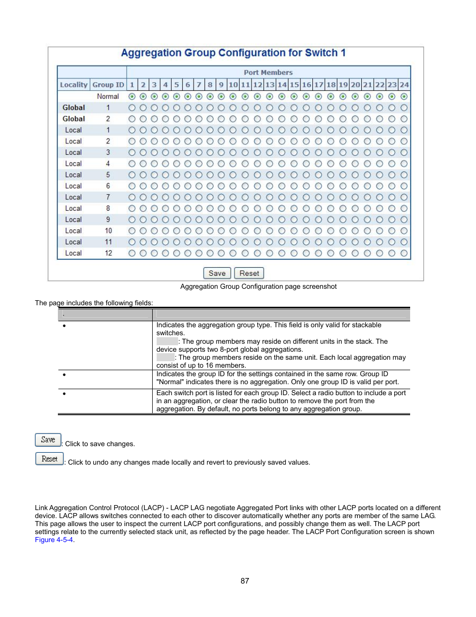 Lacp configuration | Interlogix GE-DSSG-244-POE User Manual User Manual | Page 89 / 412