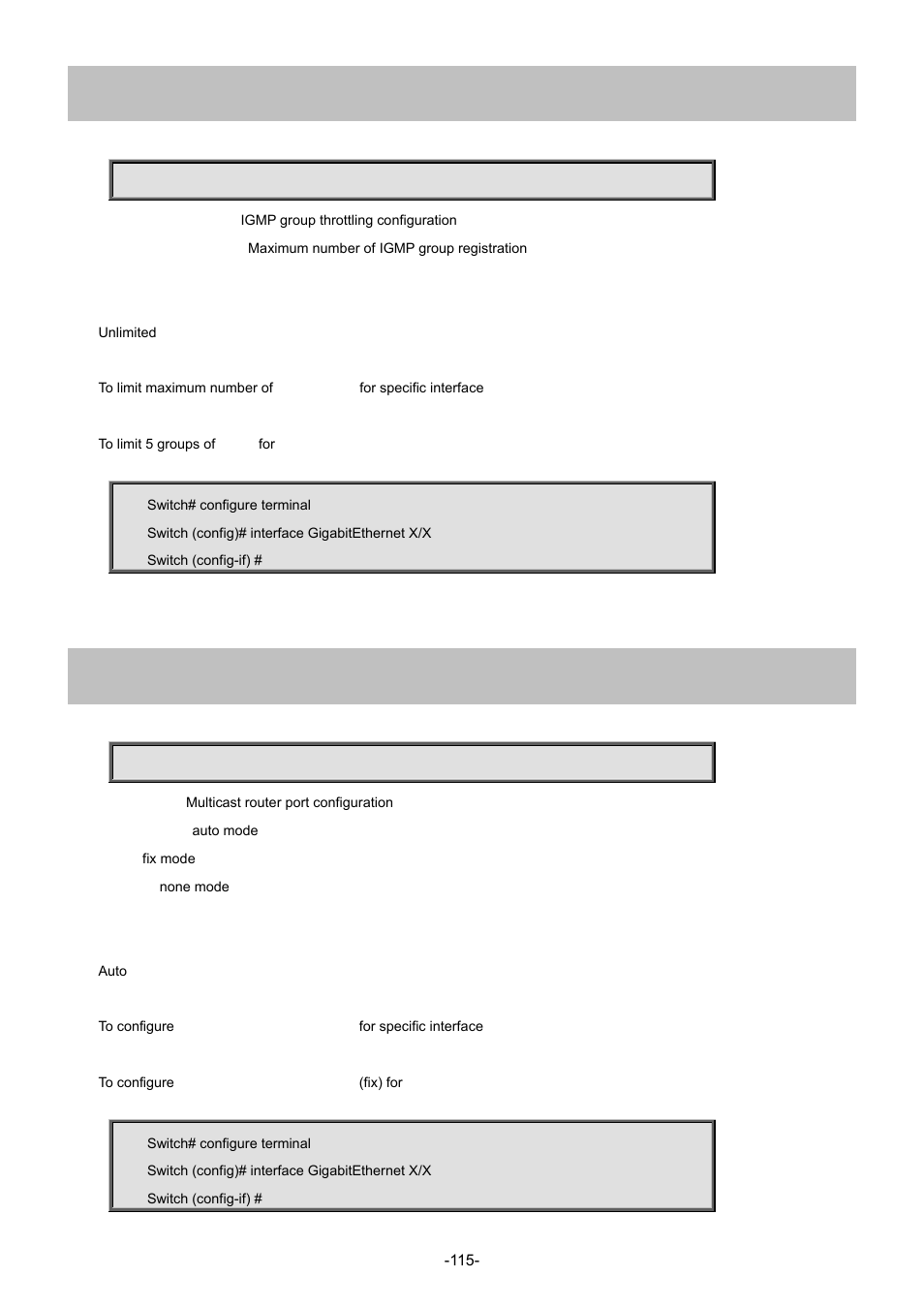 37 ip igmp snooping max-groups, 38 ip igmp snooping mrouter | Interlogix NS4702-24P-4S-4X Command Line Guide User Manual | Page 115 / 434