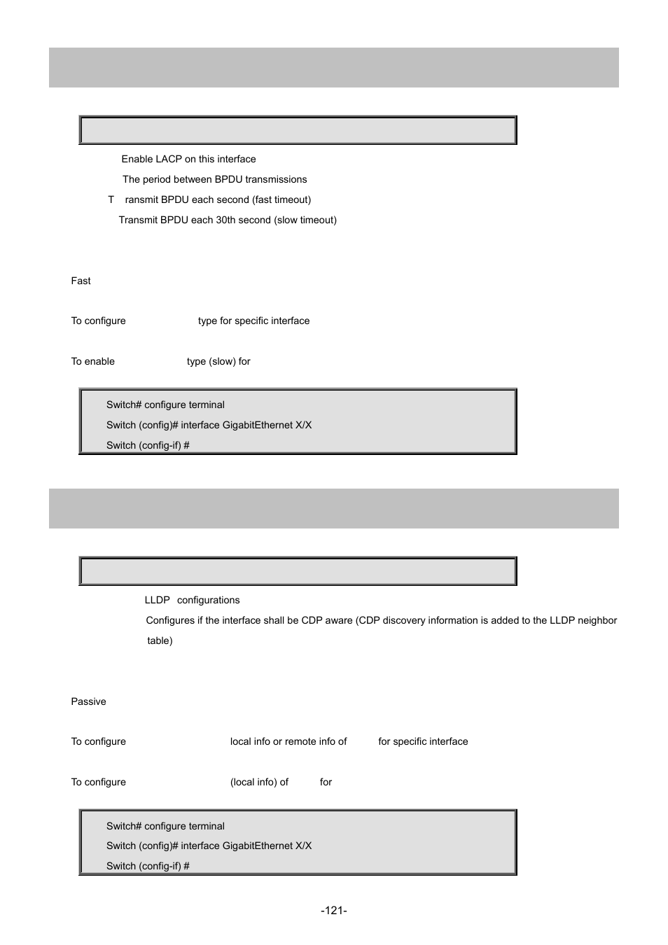 49 lacp timeout, 50 lldp cdp-aware | Interlogix NS4702-24P-4S-4X Command Line Guide User Manual | Page 121 / 434