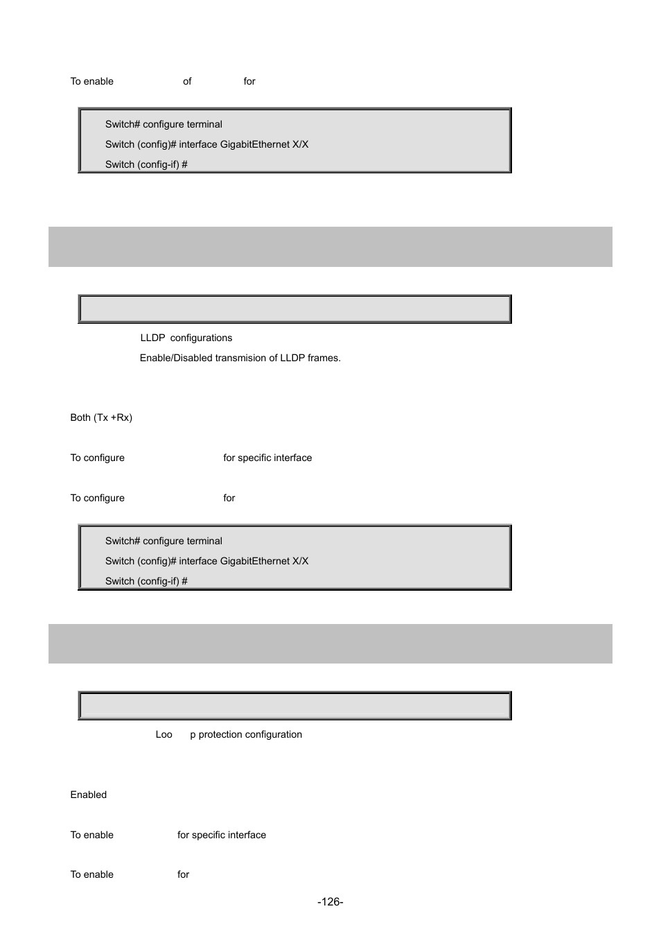 59 lldp transmit, 60 loop-protect | Interlogix NS4702-24P-4S-4X Command Line Guide User Manual | Page 126 / 434