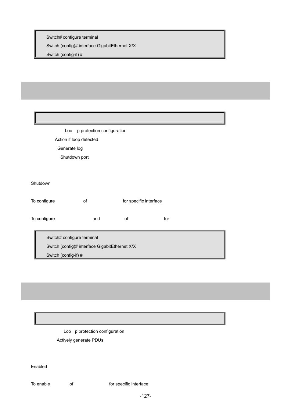 61 loop-protect action, 62 loop-protect tx-mode | Interlogix NS4702-24P-4S-4X Command Line Guide User Manual | Page 127 / 434