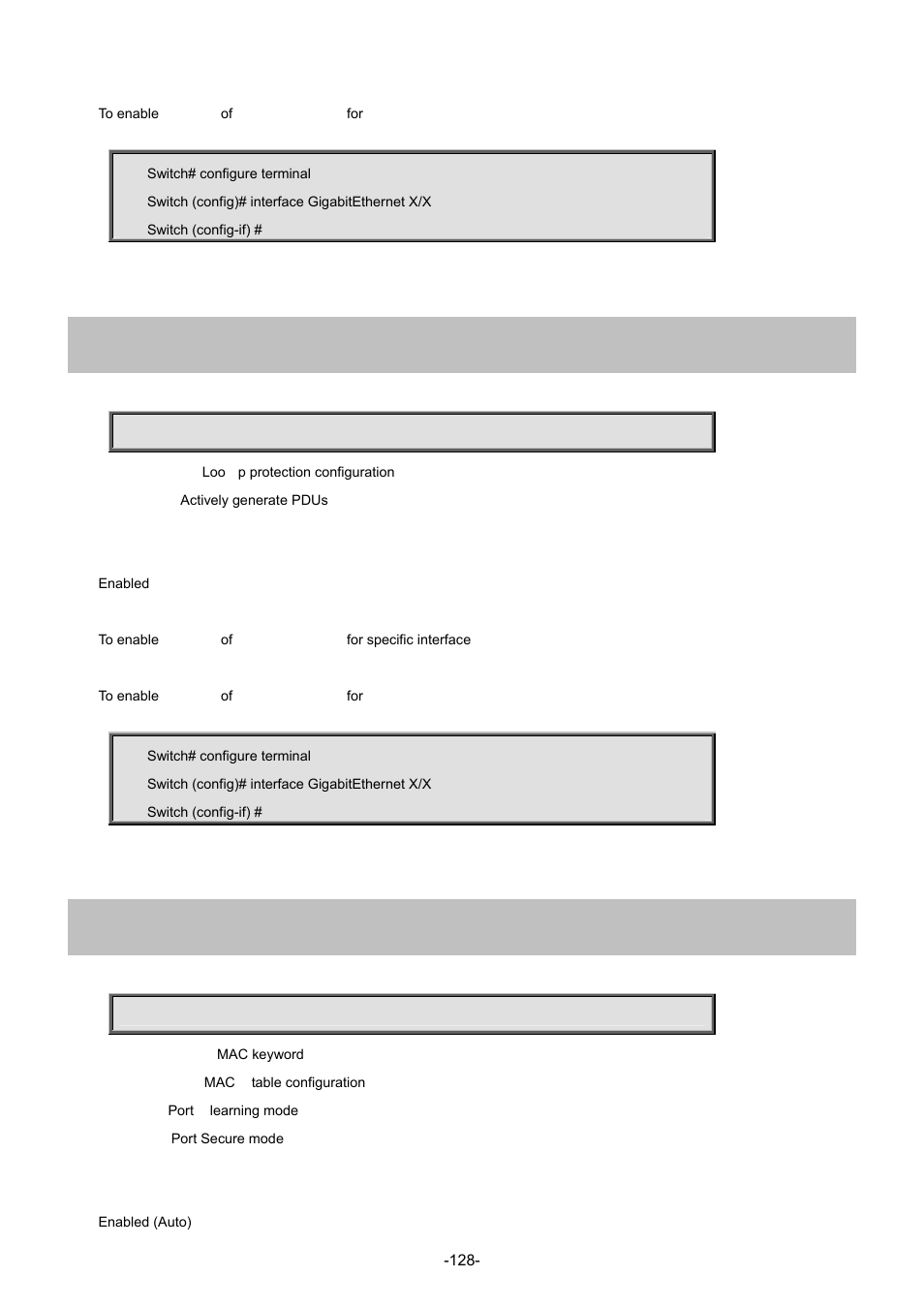 63 loop-protect tx-mode, 64 mac address-table learning | Interlogix NS4702-24P-4S-4X Command Line Guide User Manual | Page 128 / 434