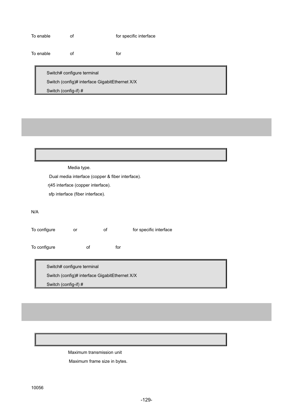 65 media-type, 66 mtu | Interlogix NS4702-24P-4S-4X Command Line Guide User Manual | Page 129 / 434