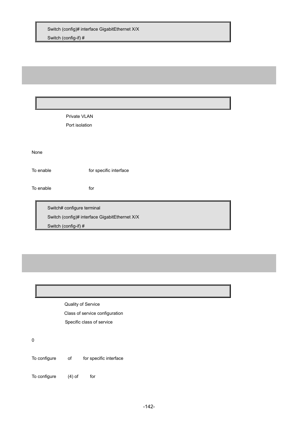 88 pvlan isolation, 89 qos cos | Interlogix NS4702-24P-4S-4X Command Line Guide User Manual | Page 142 / 434