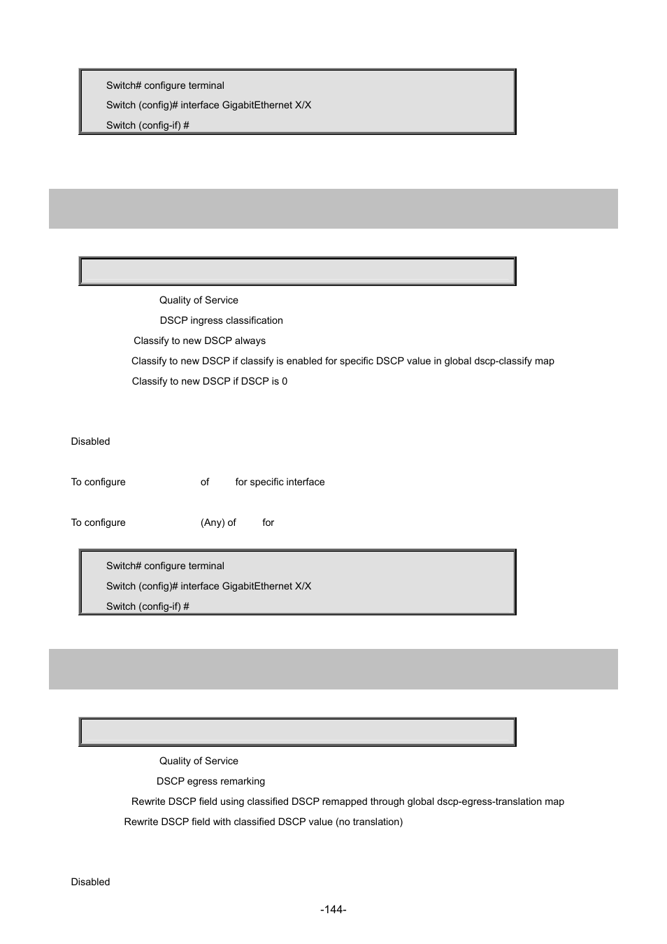 92 qos dscp-classify, 93 qos dscp-remark | Interlogix NS4702-24P-4S-4X Command Line Guide User Manual | Page 144 / 434