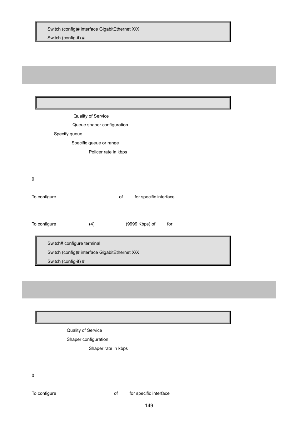 100 qos queue-shaper queue, 101 qos shaper | Interlogix NS4702-24P-4S-4X Command Line Guide User Manual | Page 149 / 434