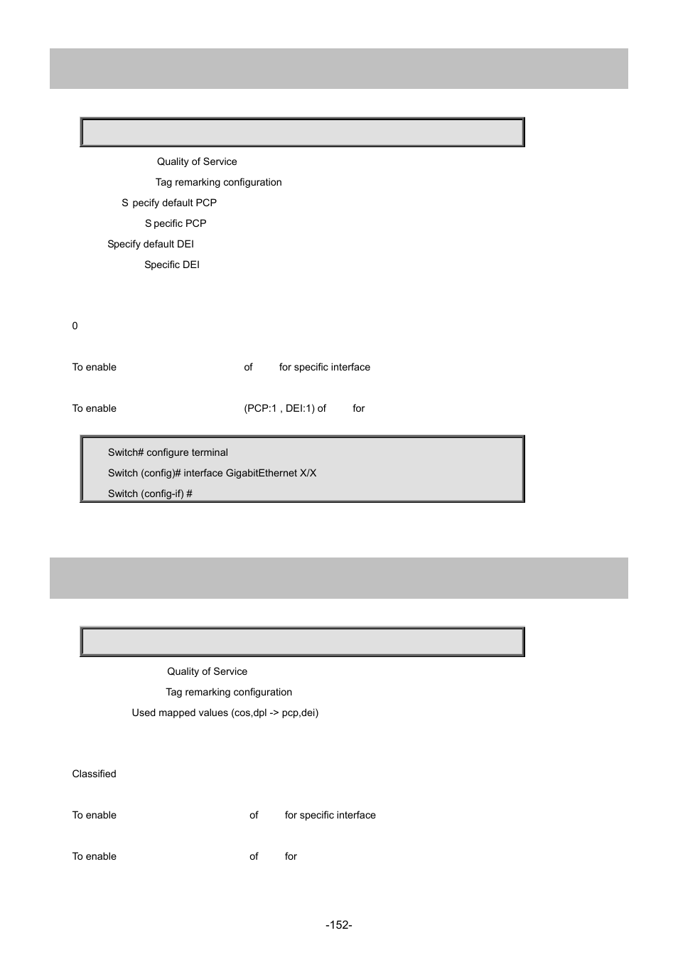 105 qos tag-remark, 106 qos tag-remark mapped | Interlogix NS4702-24P-4S-4X Command Line Guide User Manual | Page 152 / 434