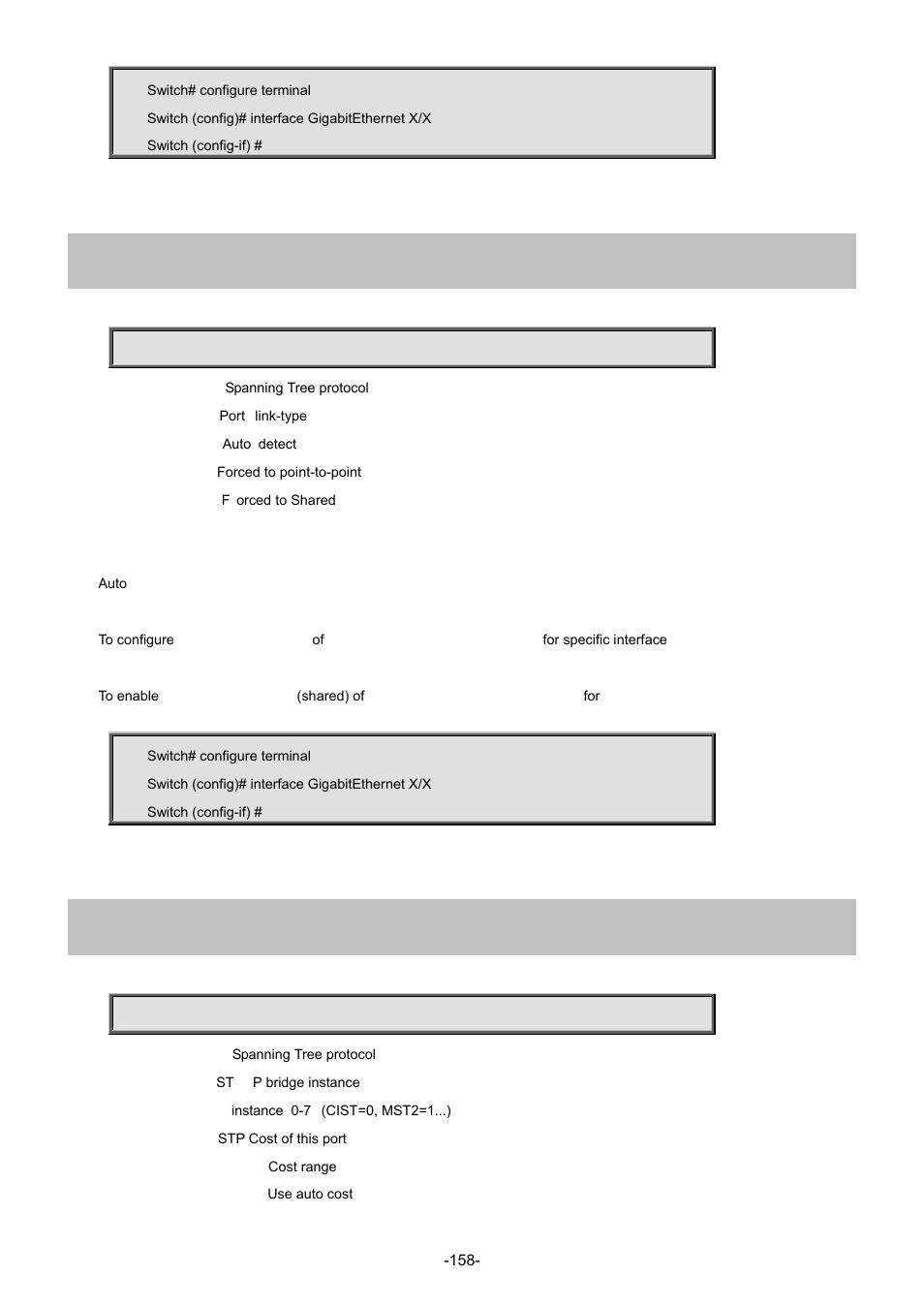 116 spanning-tree link-type, 117 spanning-tree mst <instance : 0-7> cost | Interlogix NS4702-24P-4S-4X Command Line Guide User Manual | Page 158 / 434