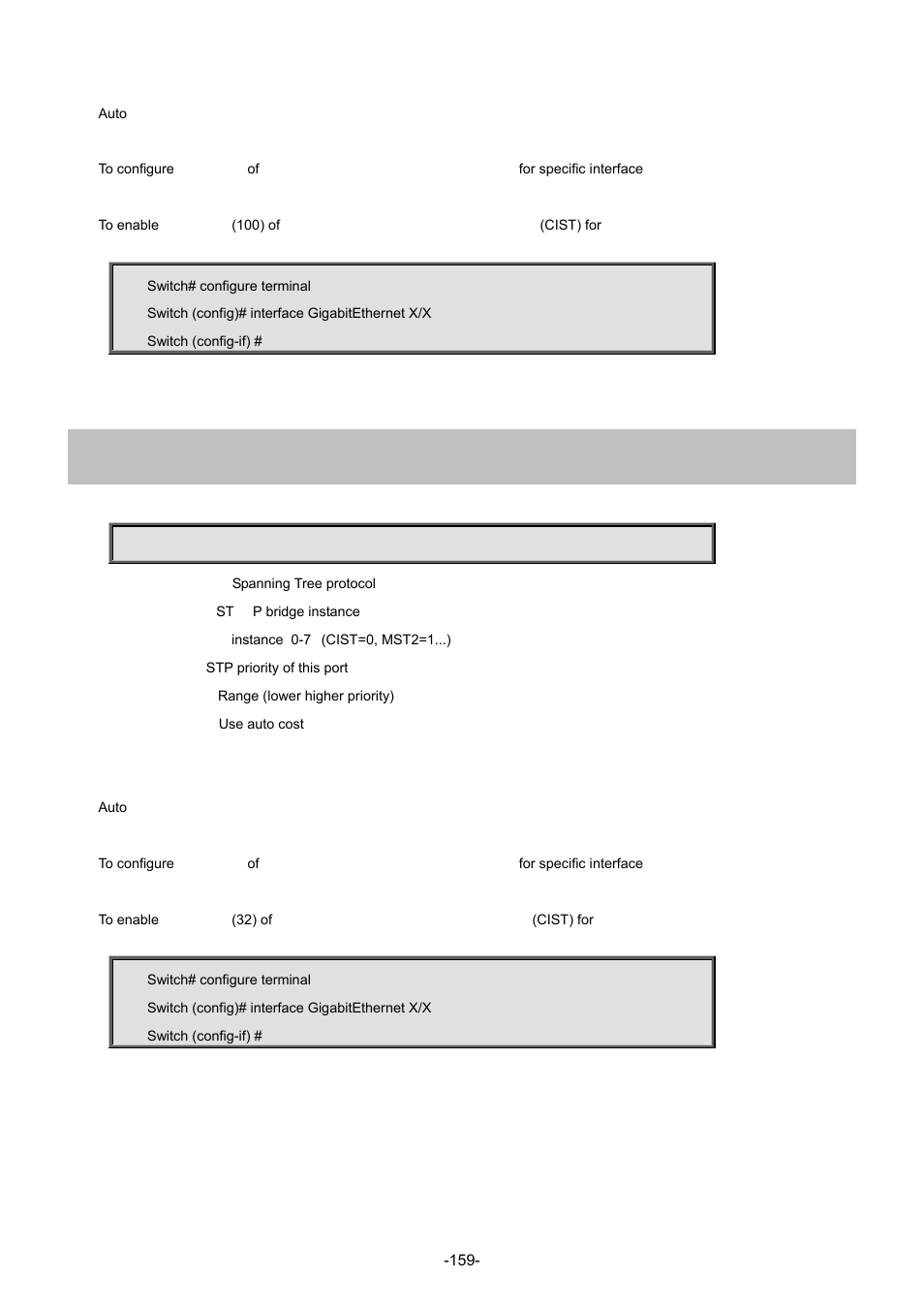 118 spanning-tree mst <instance : 0-7> cost | Interlogix NS4702-24P-4S-4X Command Line Guide User Manual | Page 159 / 434