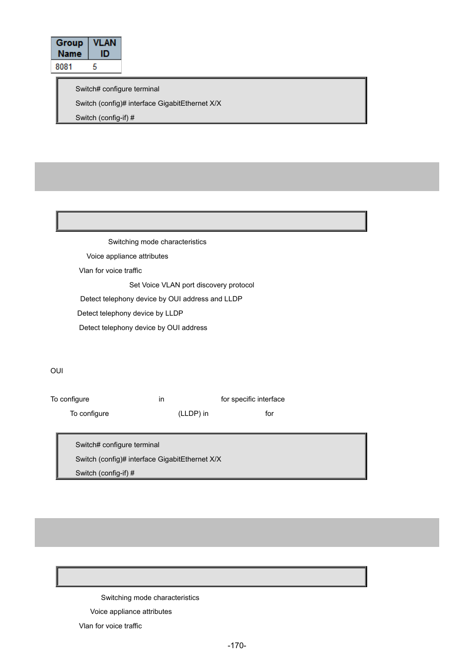 136 switchport voice vlan discovery-protocol, 137 switchport voice vlan mode | Interlogix NS4702-24P-4S-4X Command Line Guide User Manual | Page 170 / 434