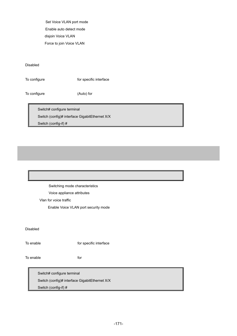 138 switchport voice vlan security | Interlogix NS4702-24P-4S-4X Command Line Guide User Manual | Page 171 / 434