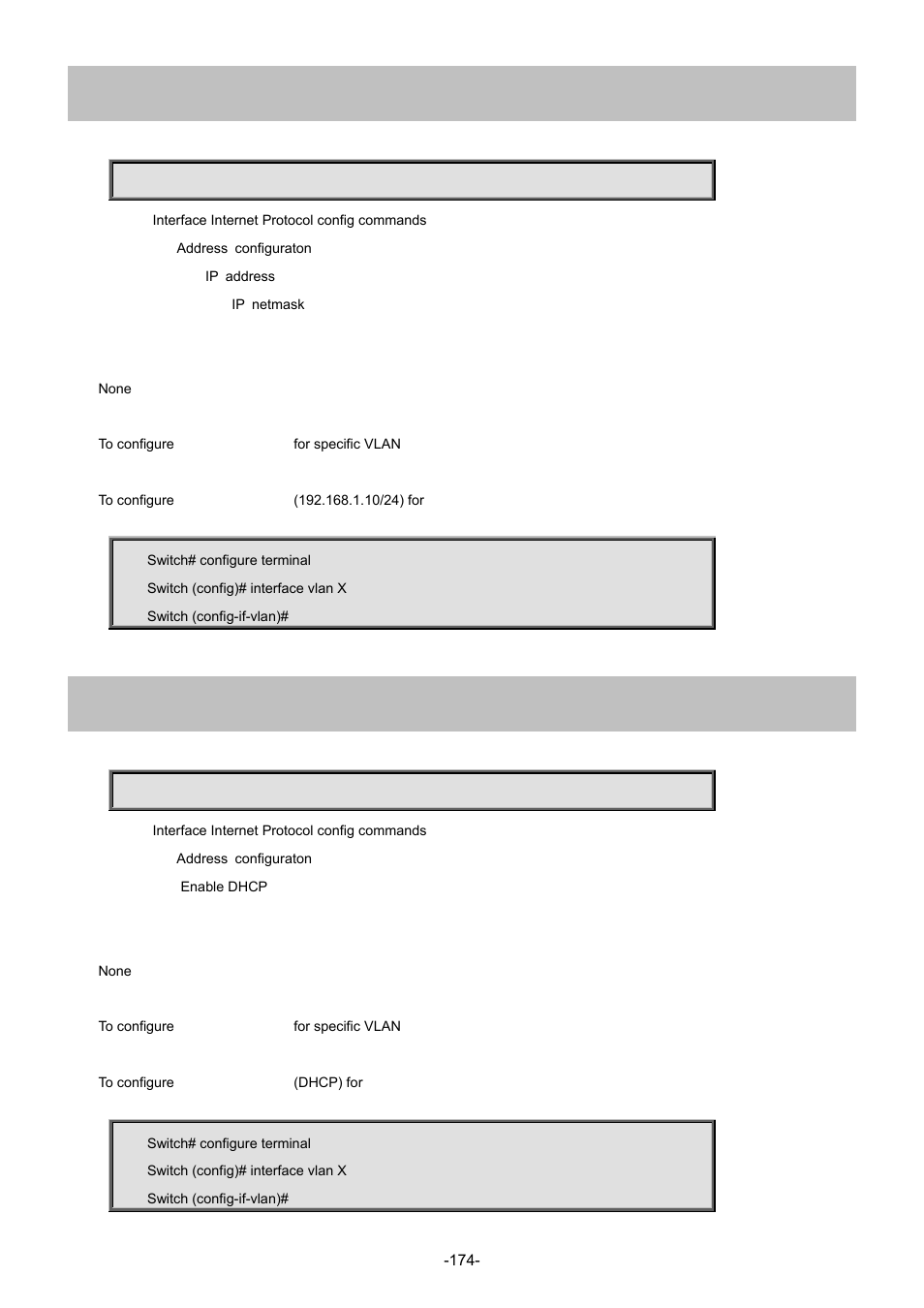 4 ip address, 5 ip address dhcp | Interlogix NS4702-24P-4S-4X Command Line Guide User Manual | Page 174 / 434