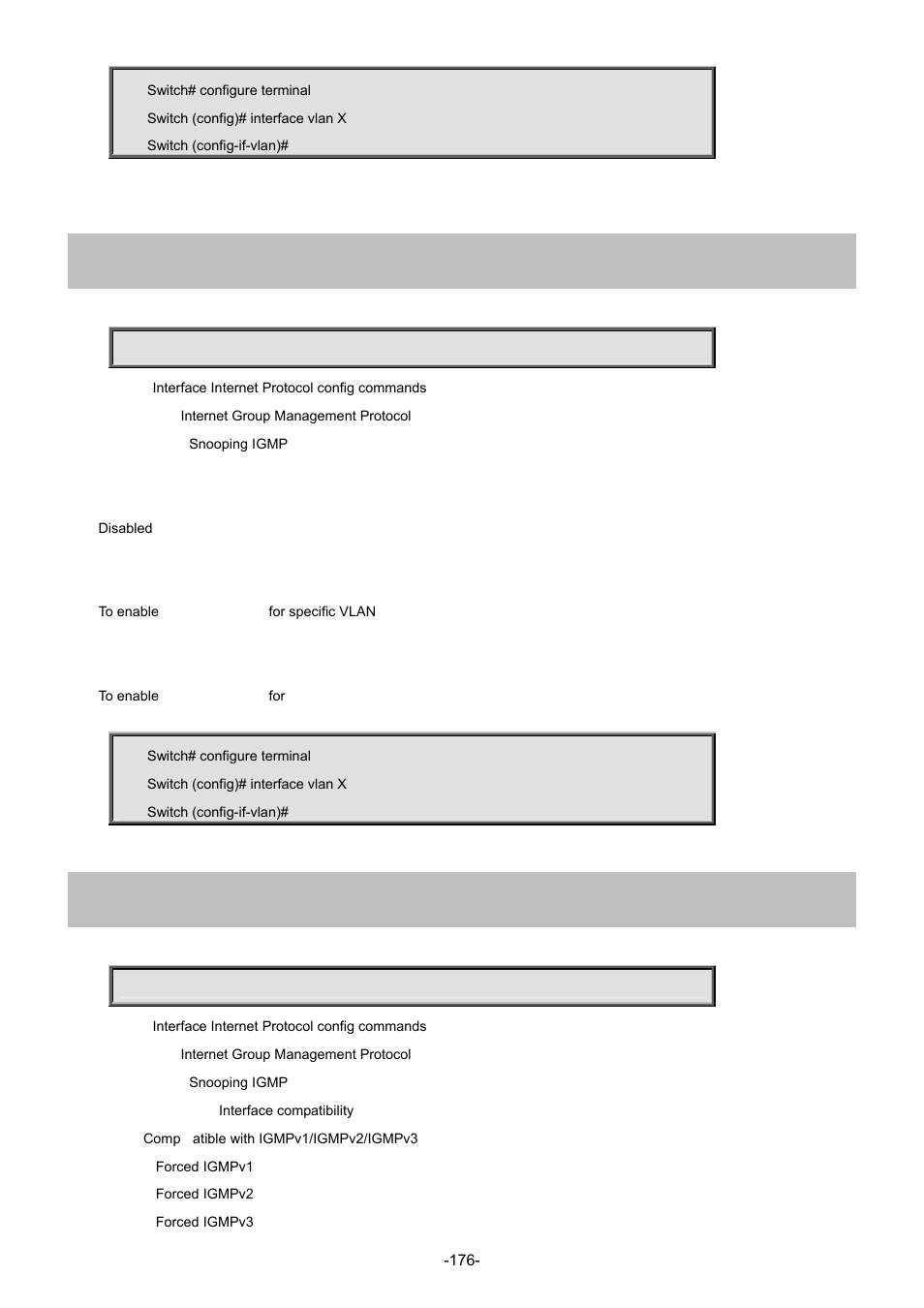 8 ip igmp snooping, 9 ip igmp snooping compatibility | Interlogix NS4702-24P-4S-4X Command Line Guide User Manual | Page 176 / 434