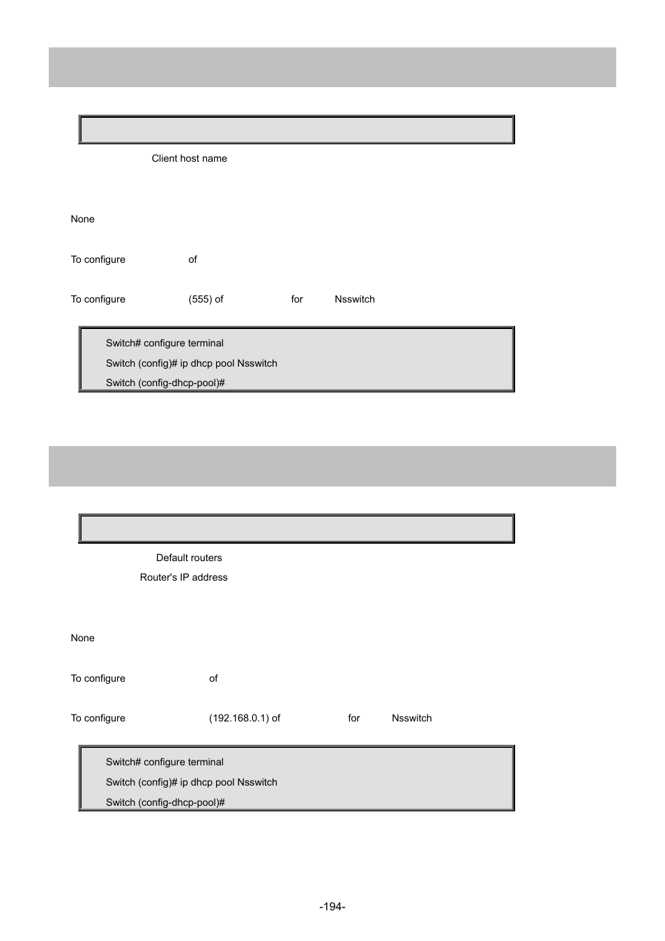 4 client-name, 5 default-router | Interlogix NS4702-24P-4S-4X Command Line Guide User Manual | Page 194 / 434