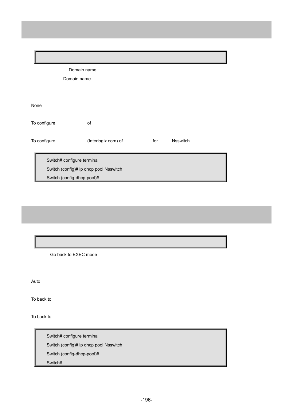 8 domain-name, 9 end | Interlogix NS4702-24P-4S-4X Command Line Guide User Manual | Page 196 / 434