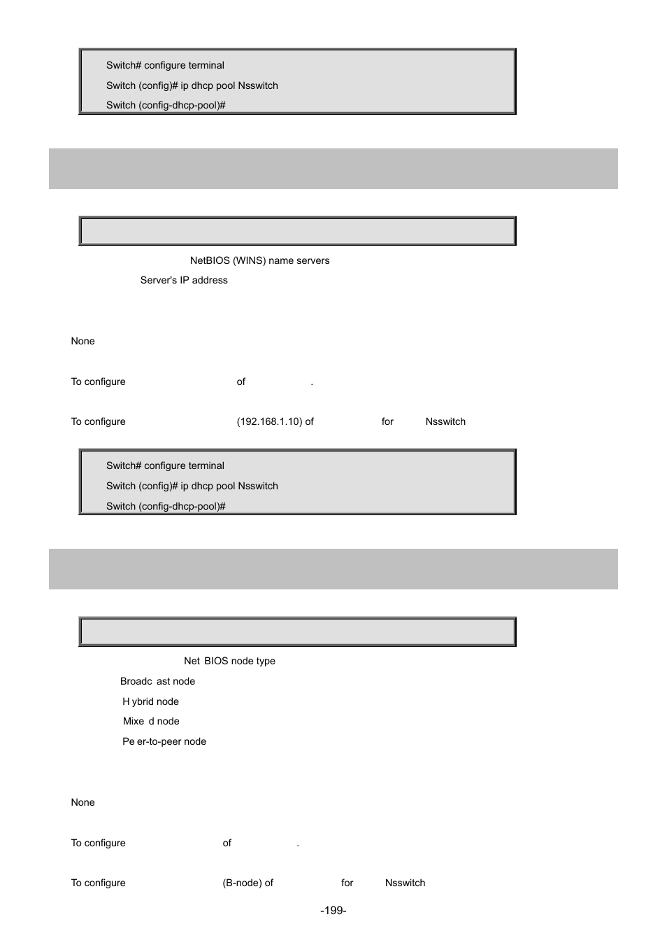 14 netbios-name-server, 15 netbios-node-type | Interlogix NS4702-24P-4S-4X Command Line Guide User Manual | Page 199 / 434