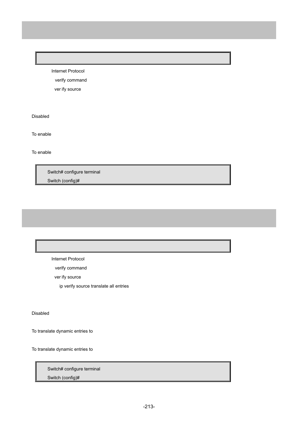 91 ip verify source, 92 ip verify source translate | Interlogix NS4702-24P-4S-4X Command Line Guide User Manual | Page 213 / 434