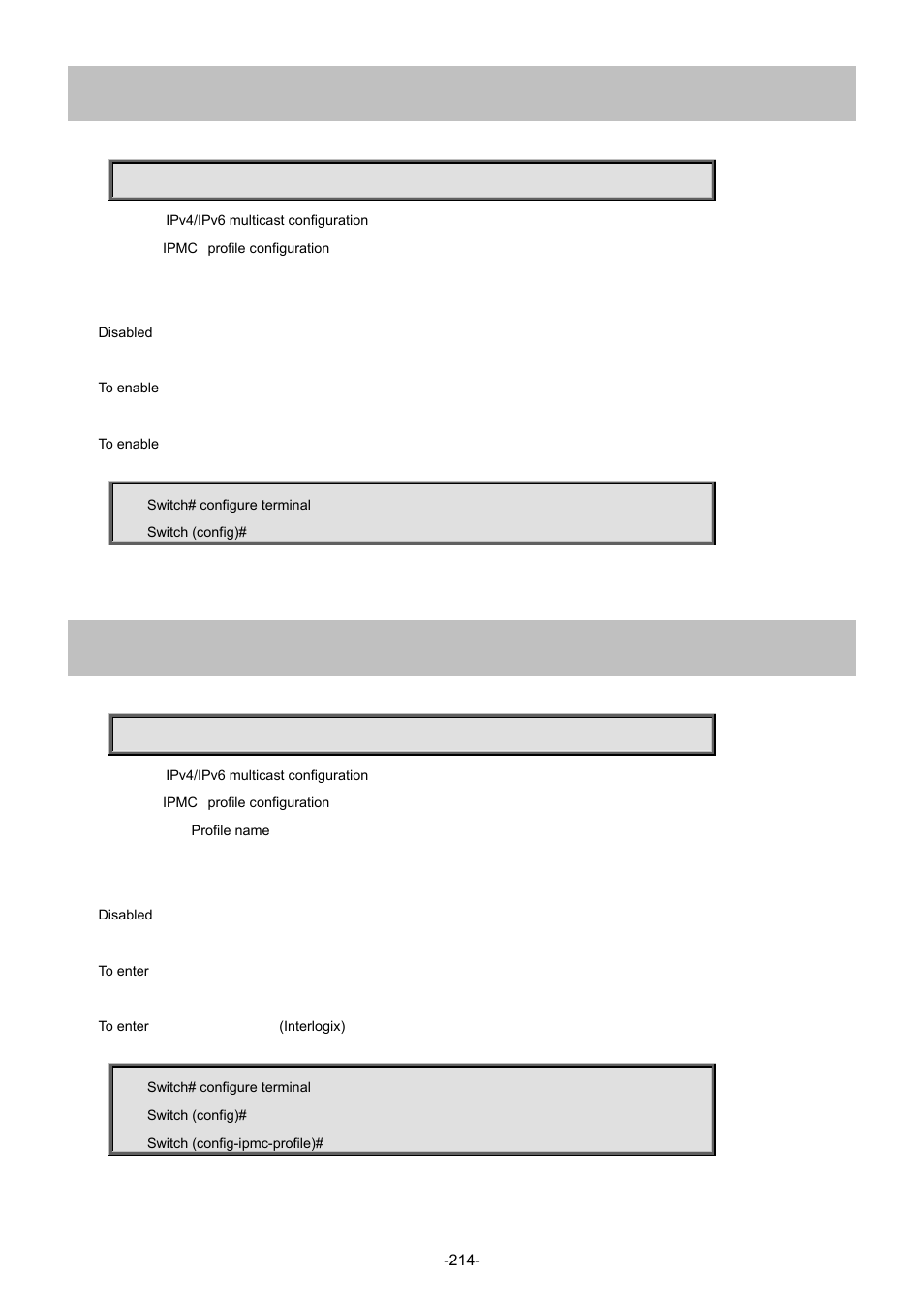 93 ipmc profile, 94 ipmc profile <word16 | Interlogix NS4702-24P-4S-4X Command Line Guide User Manual | Page 214 / 434