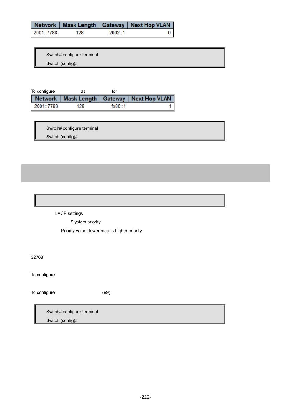 102 lacp system-priority | Interlogix NS4702-24P-4S-4X Command Line Guide User Manual | Page 222 / 434