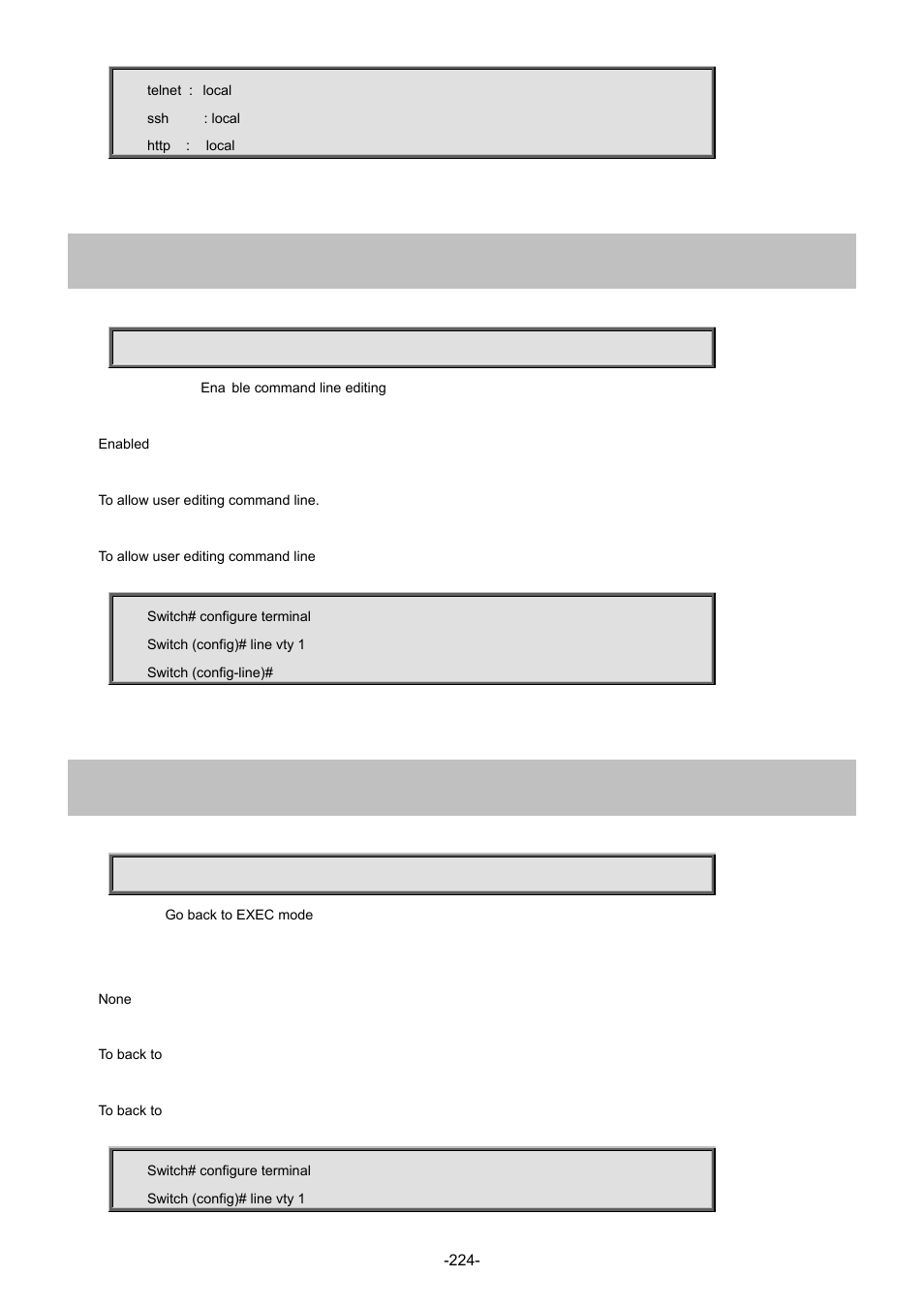 2 editing, 3 end | Interlogix NS4702-24P-4S-4X Command Line Guide User Manual | Page 224 / 434