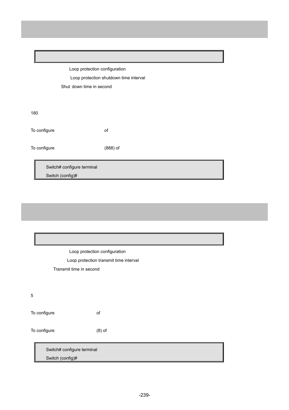 119 loop-protect shutdown-time, 120 loop-protect transmit-time | Interlogix NS4702-24P-4S-4X Command Line Guide User Manual | Page 239 / 434