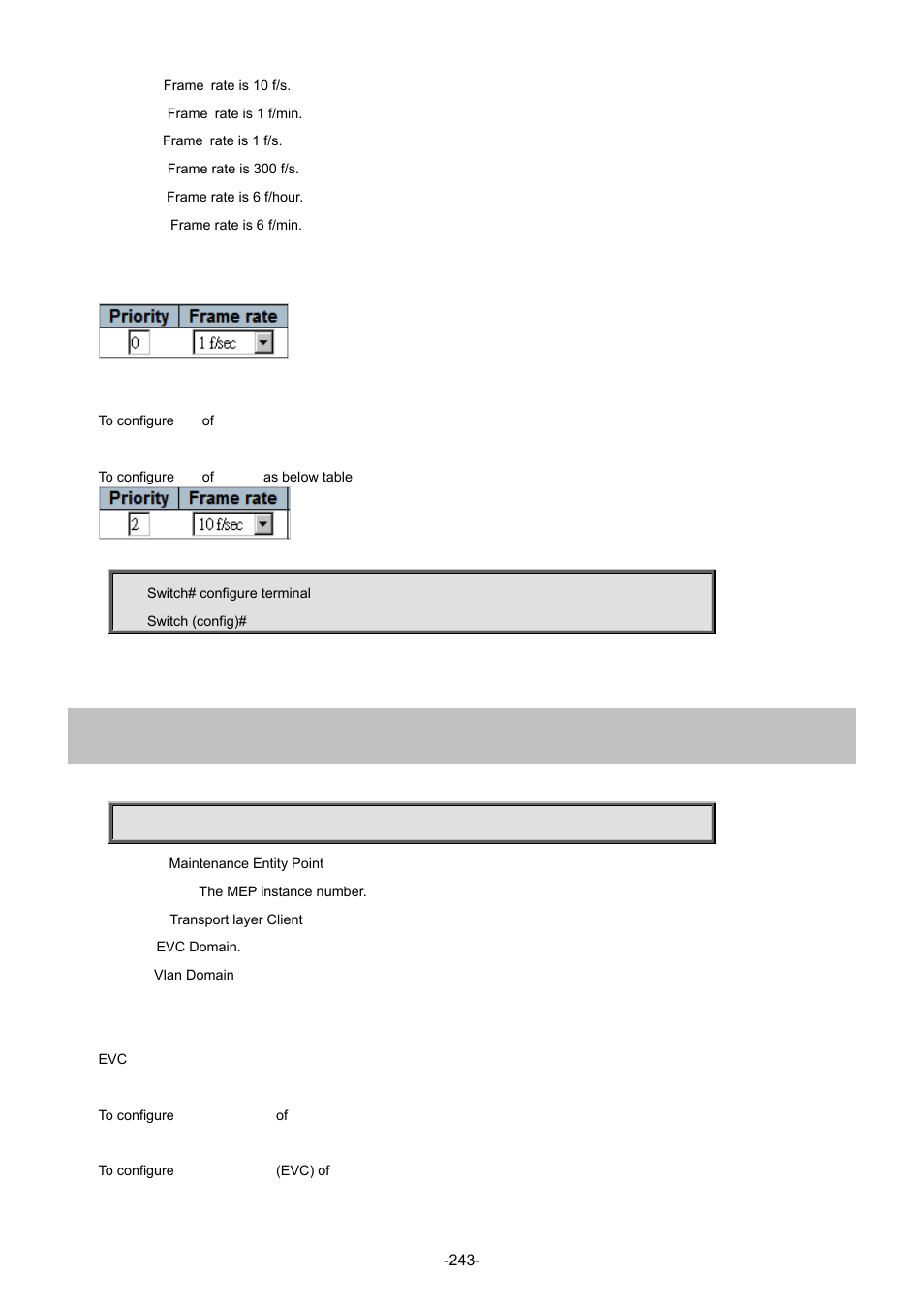 126 mep <instance> client domain | Interlogix NS4702-24P-4S-4X Command Line Guide User Manual | Page 243 / 434