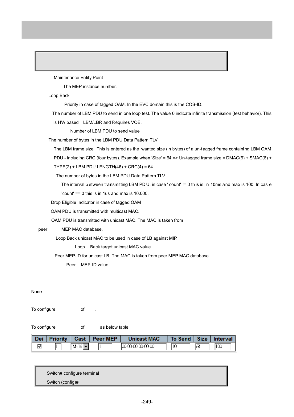 134 mep <instance> lb | Interlogix NS4702-24P-4S-4X Command Line Guide User Manual | Page 249 / 434