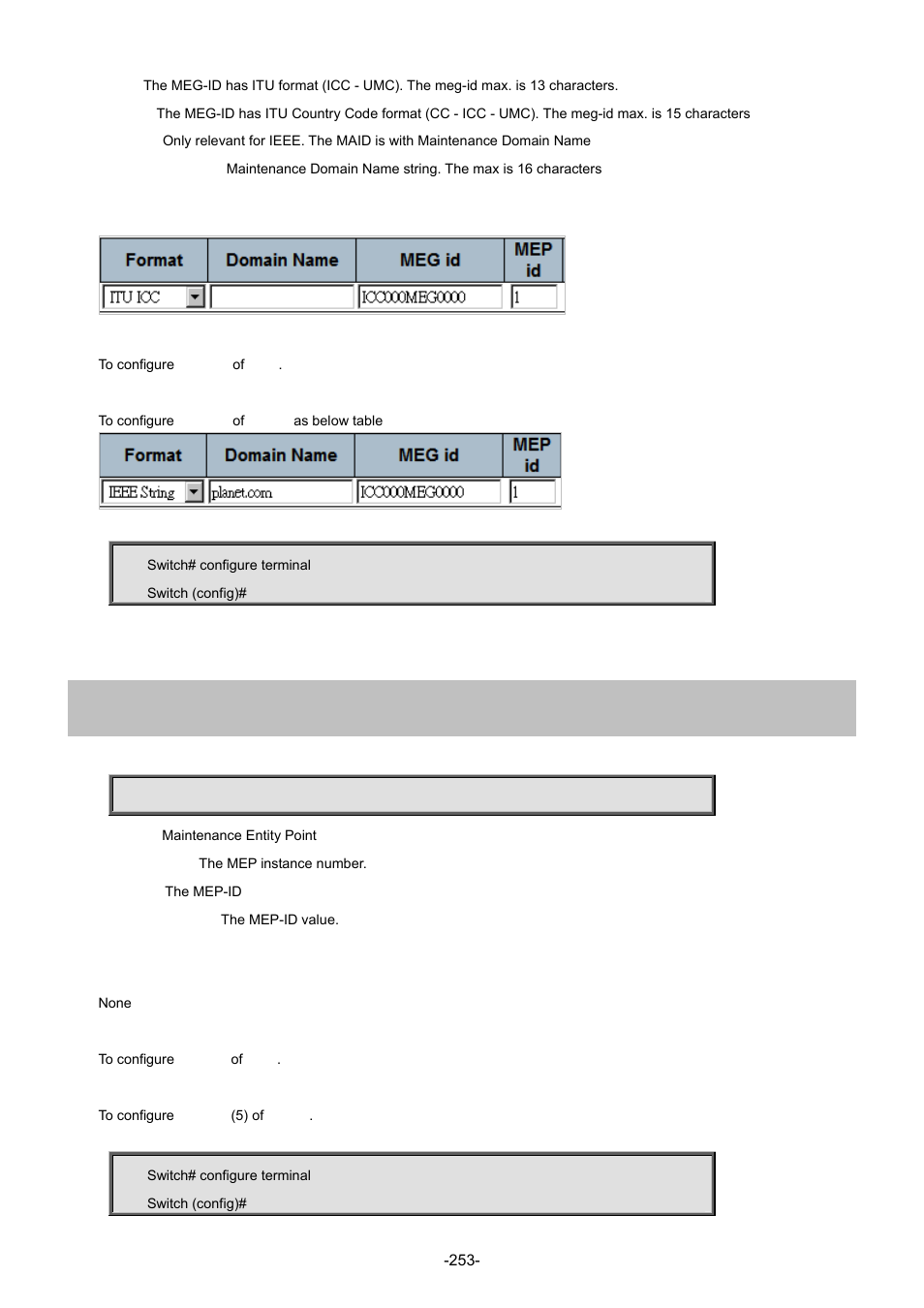 140 mep <instance> mep-id | Interlogix NS4702-24P-4S-4X Command Line Guide User Manual | Page 253 / 434