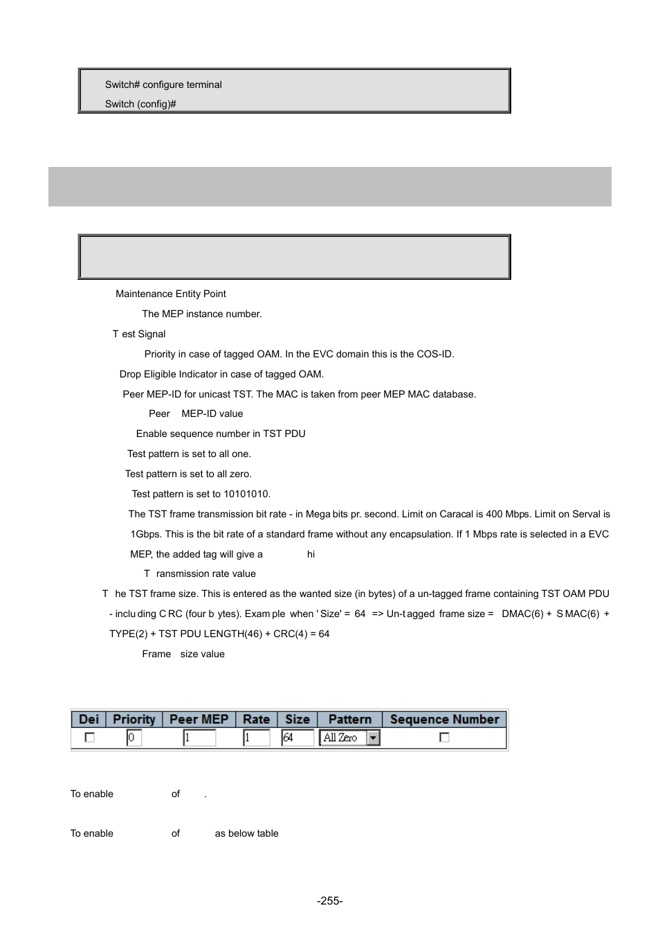 143 mep <instance> tst | Interlogix NS4702-24P-4S-4X Command Line Guide User Manual | Page 255 / 434