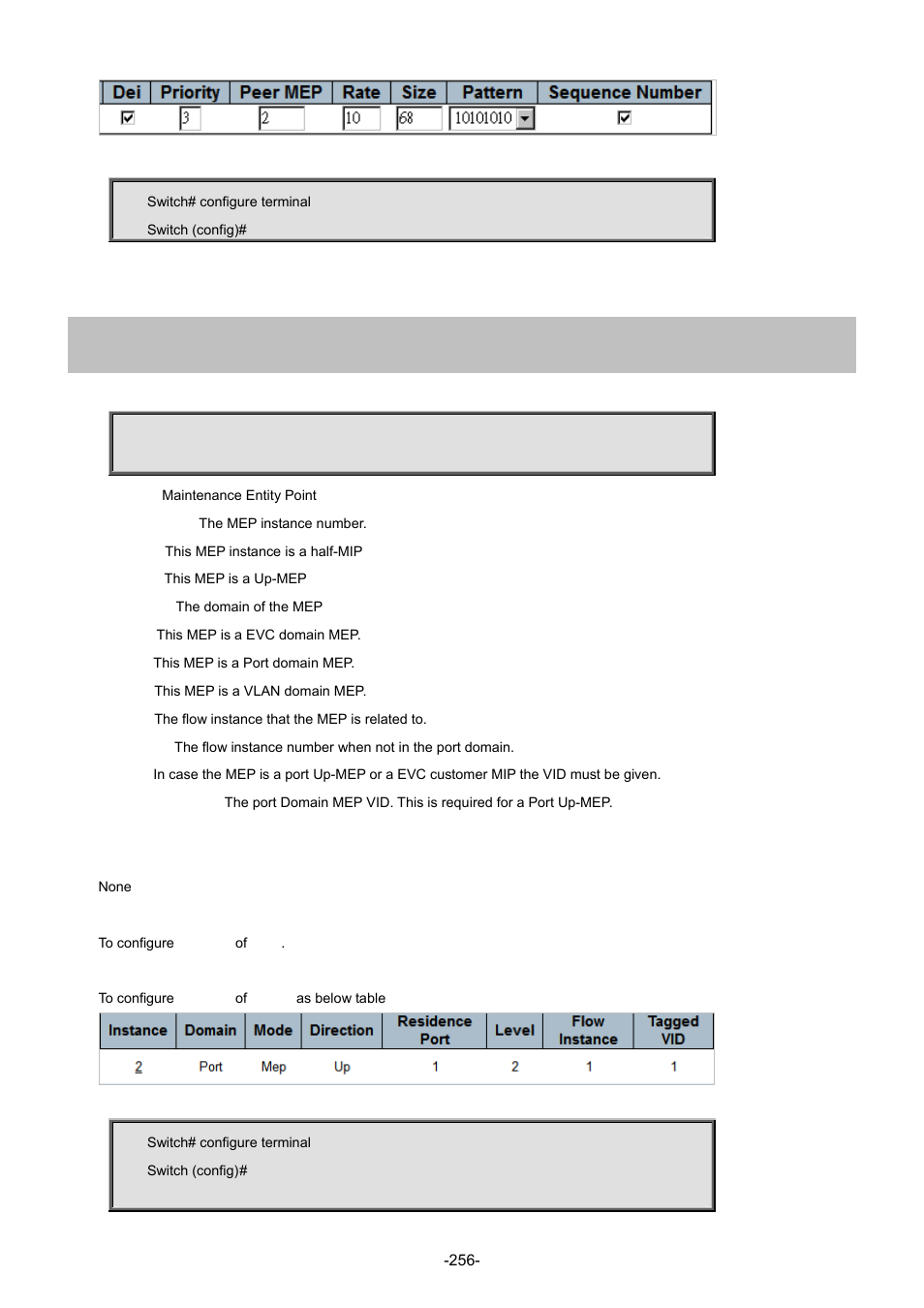 144 mep <instance> up | Interlogix NS4702-24P-4S-4X Command Line Guide User Manual | Page 256 / 434