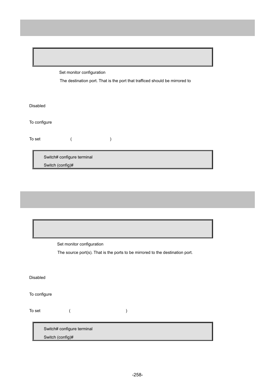 147 monitor destination, 148 monitor source | Interlogix NS4702-24P-4S-4X Command Line Guide User Manual | Page 258 / 434